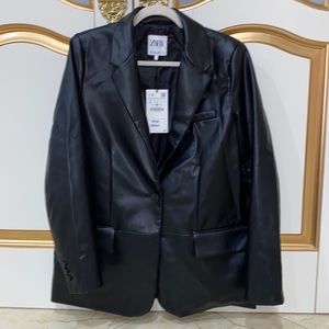 Zara Faux Leather Blazer